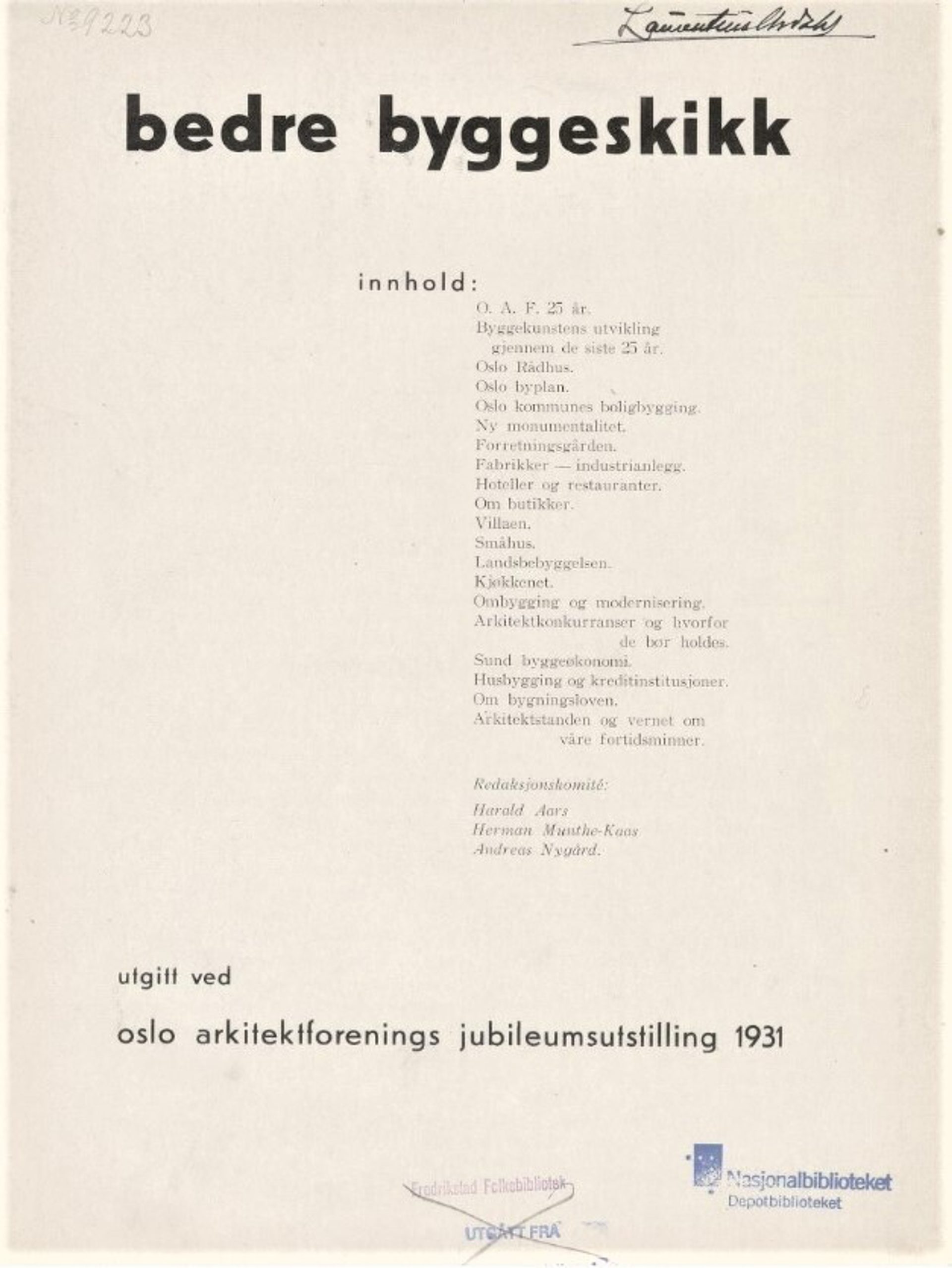 1931 Oslo arkitektforenings jubileumsutstilling