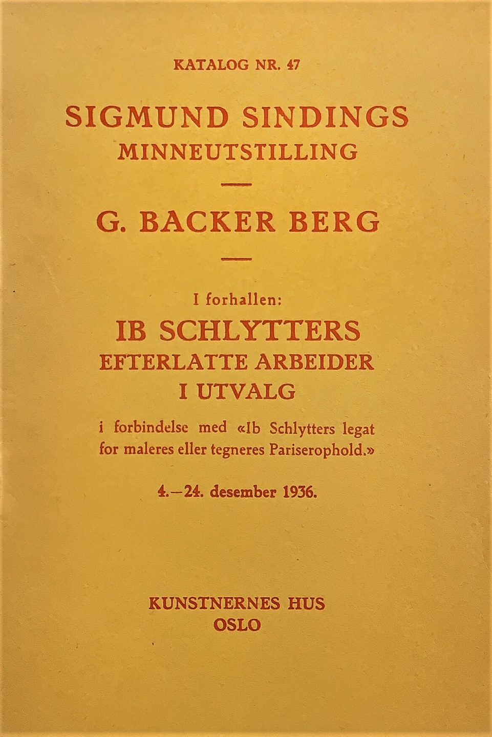 1936 Sigmund Sinding G Backer Berg