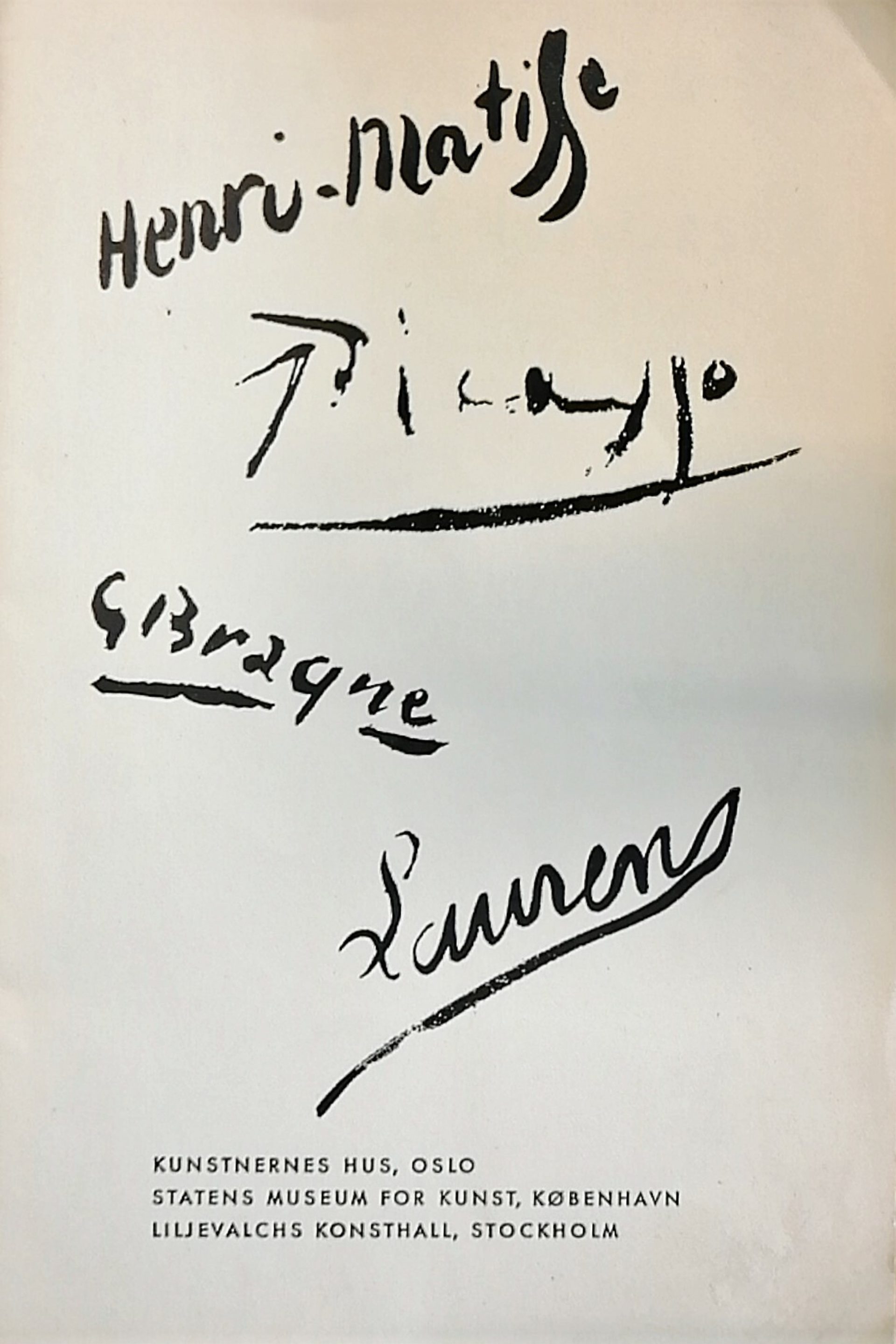 1938 Matisse Picasso Braque og Laurens signatur