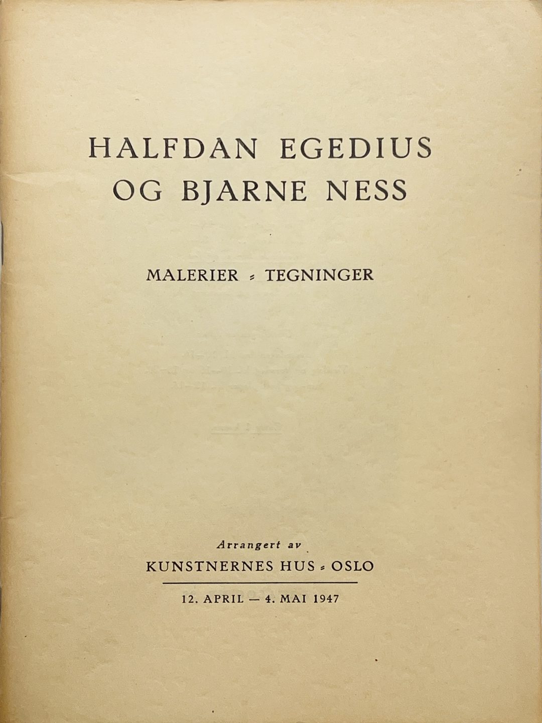 1947 Halvdan Egedius og Bjarne Ness katalogforside