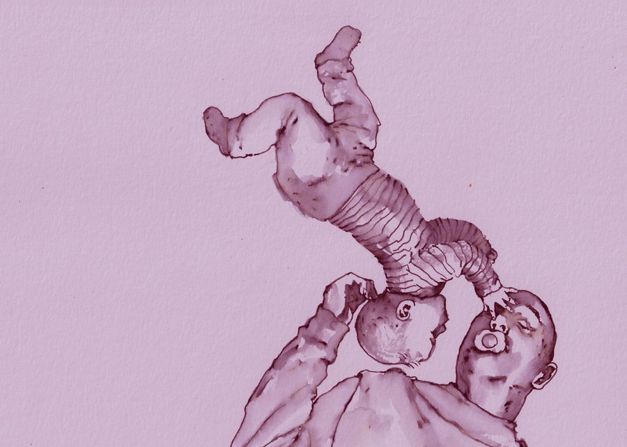 VI ER HER NA Den store babyen liggende bilde